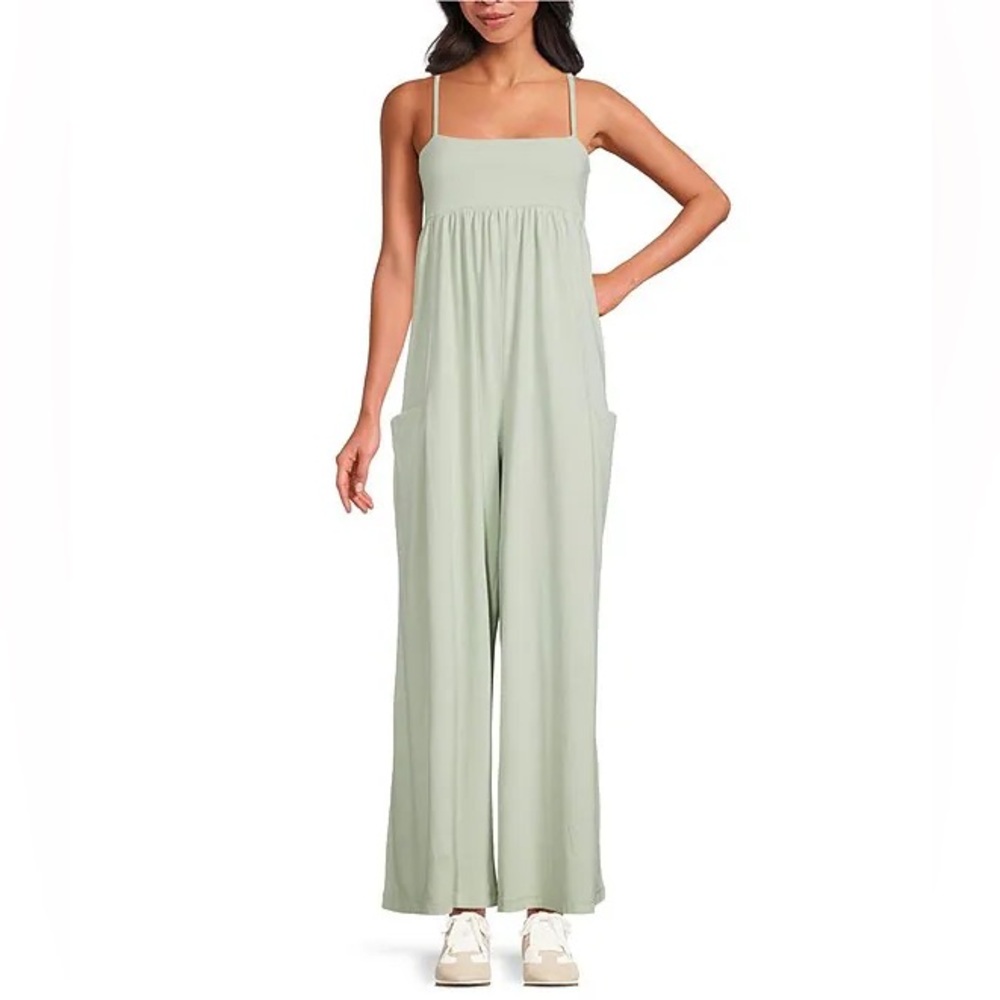 FP Movement Hot Shot Strappy Jumpsuit by Free People.  Color - Green Tea